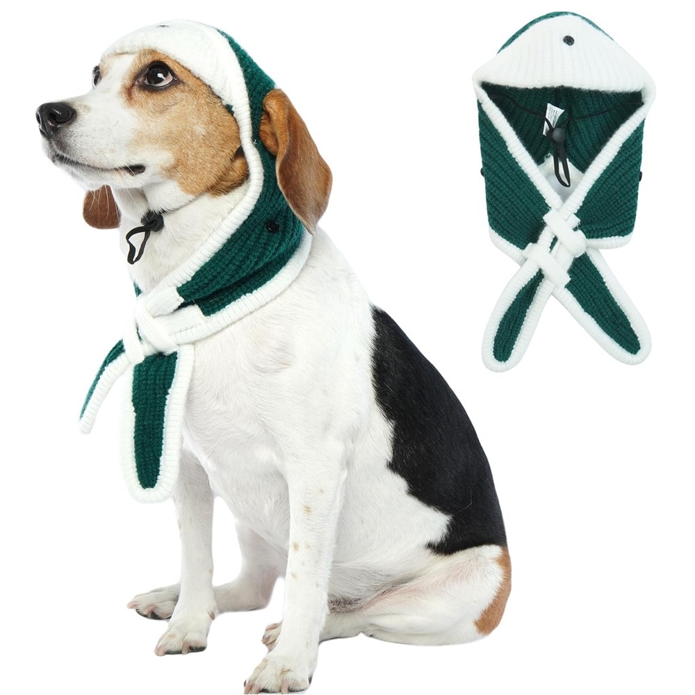 Outfit Green and White Dog Winter Hat